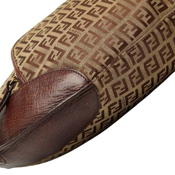 Fendi Zucchino Shoulder Bag 8BR465 Brown Canvas and Leather Women's FENDI - Picture 5 of 12